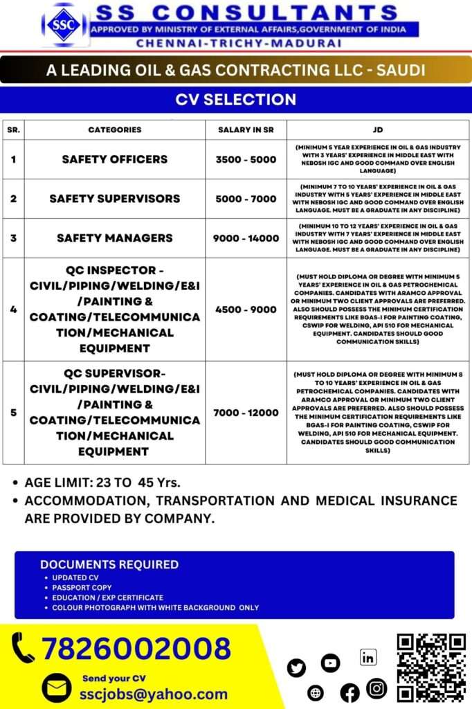 A LEADING OIL & GAS CONTRACTING LLC WORK IN SAUDI-abroad jobs-gulf jobs-gulf walkin