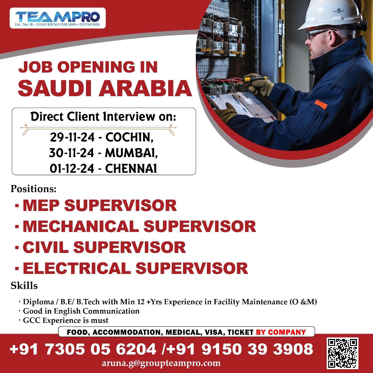 JOB OPENING FOR CAREER IN SAUDI ARABIA