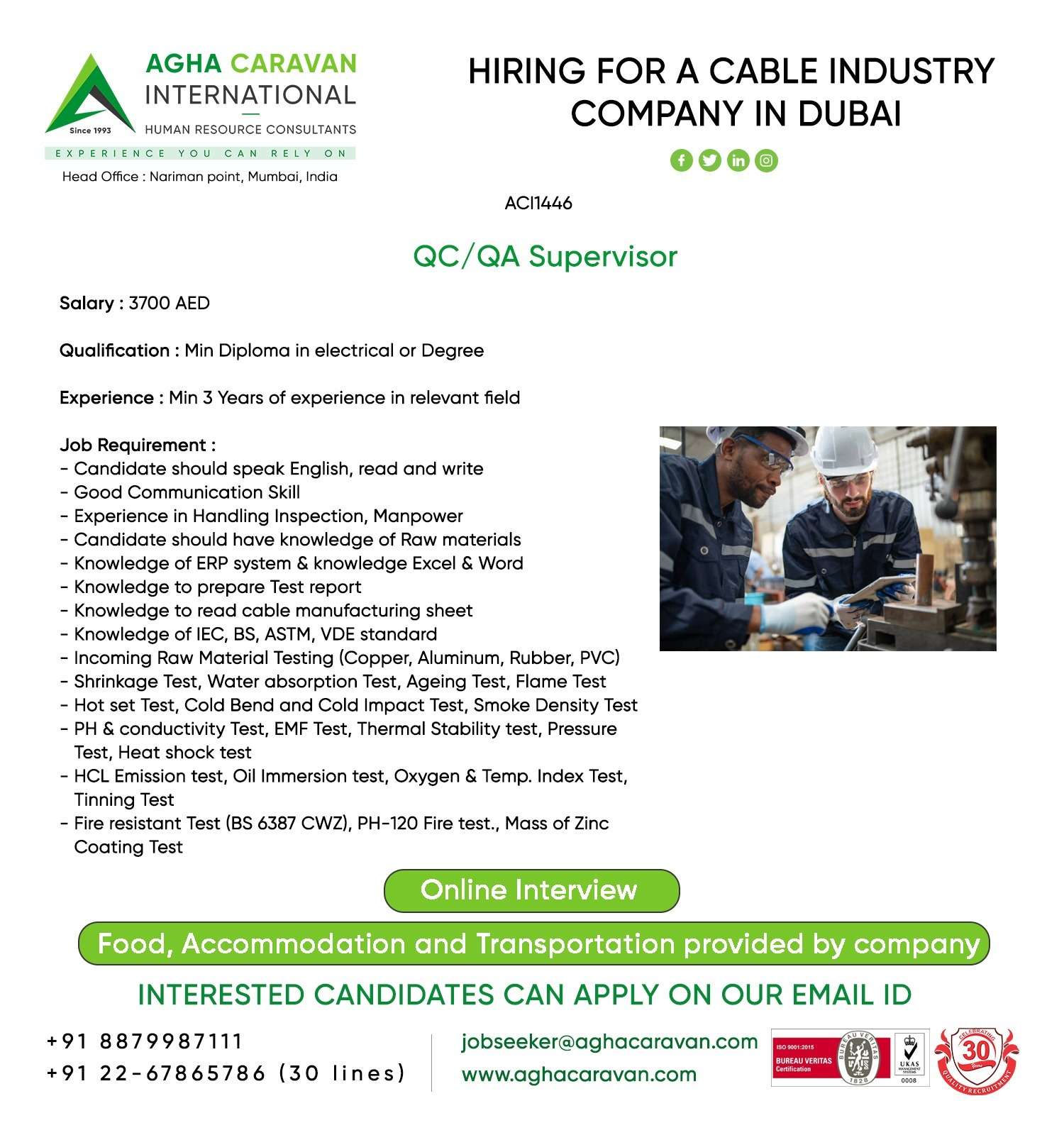 HIRING FOR A CABLE INDUSTRY COMPANY JOBS IN DUBAI