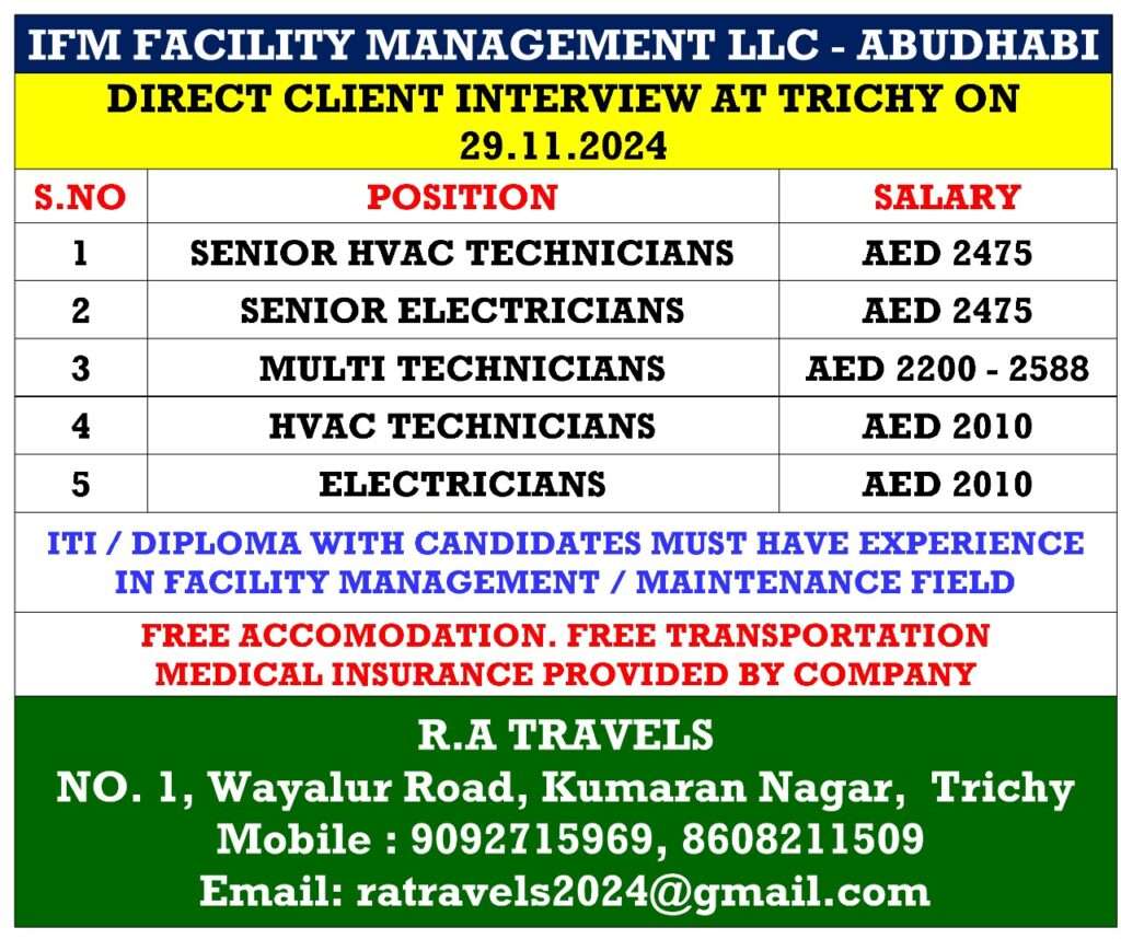 HIRING FOR GULF JOBS IN ABUDHABI-abroad jobs-gulf jobs-gulf walkin