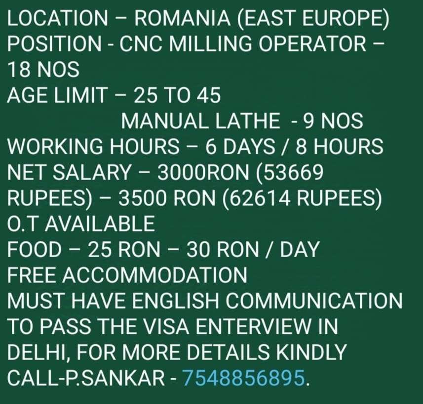 HIRING FOR ROMANIA NEW JOBS IN EAST EUROPE-ABROAD JOBS-GULF JOBS-GULF WALKIN