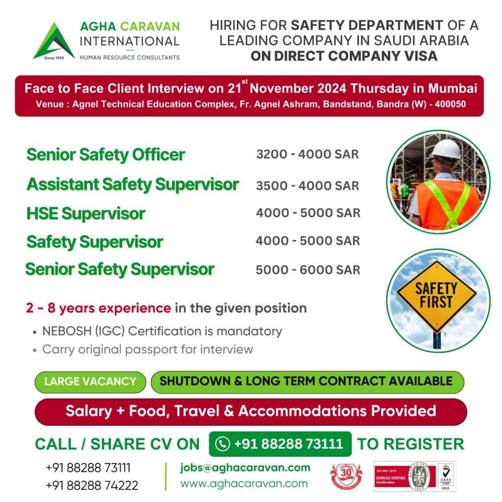 HIRING FOR SAFETY DEPARTMENT OF A LEADING COMPANY JOB APPLY IN SAUDI ARABIA-abroad jobs-gulf jobs-gulf walkin