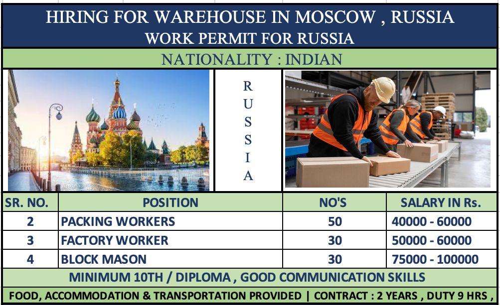 HIRING FOR WAREHOUSE JOBS IN MOSCOW RUSSIA