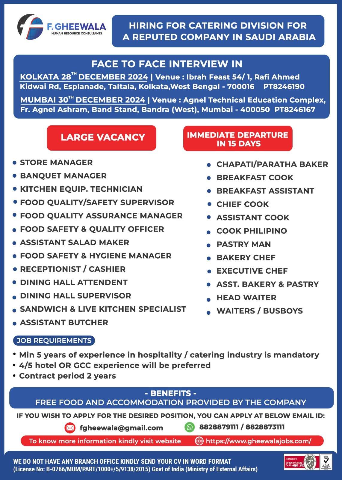 HIRING FOR JOB OPPORTUNITIES IN SAUDI ARABIA