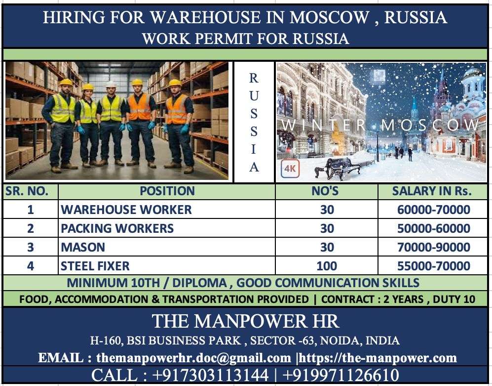 HIRING FOR NEW JOBS IN RUSSIA-gulf jobs-gulf walkin-abroad jobs