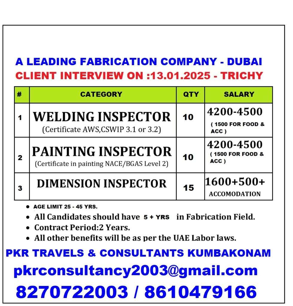 A LEADING FABRICATION COMPANY JOB OVERSEAS IN DUBAI-abroad jobs-gulf jobs-gulf walkin