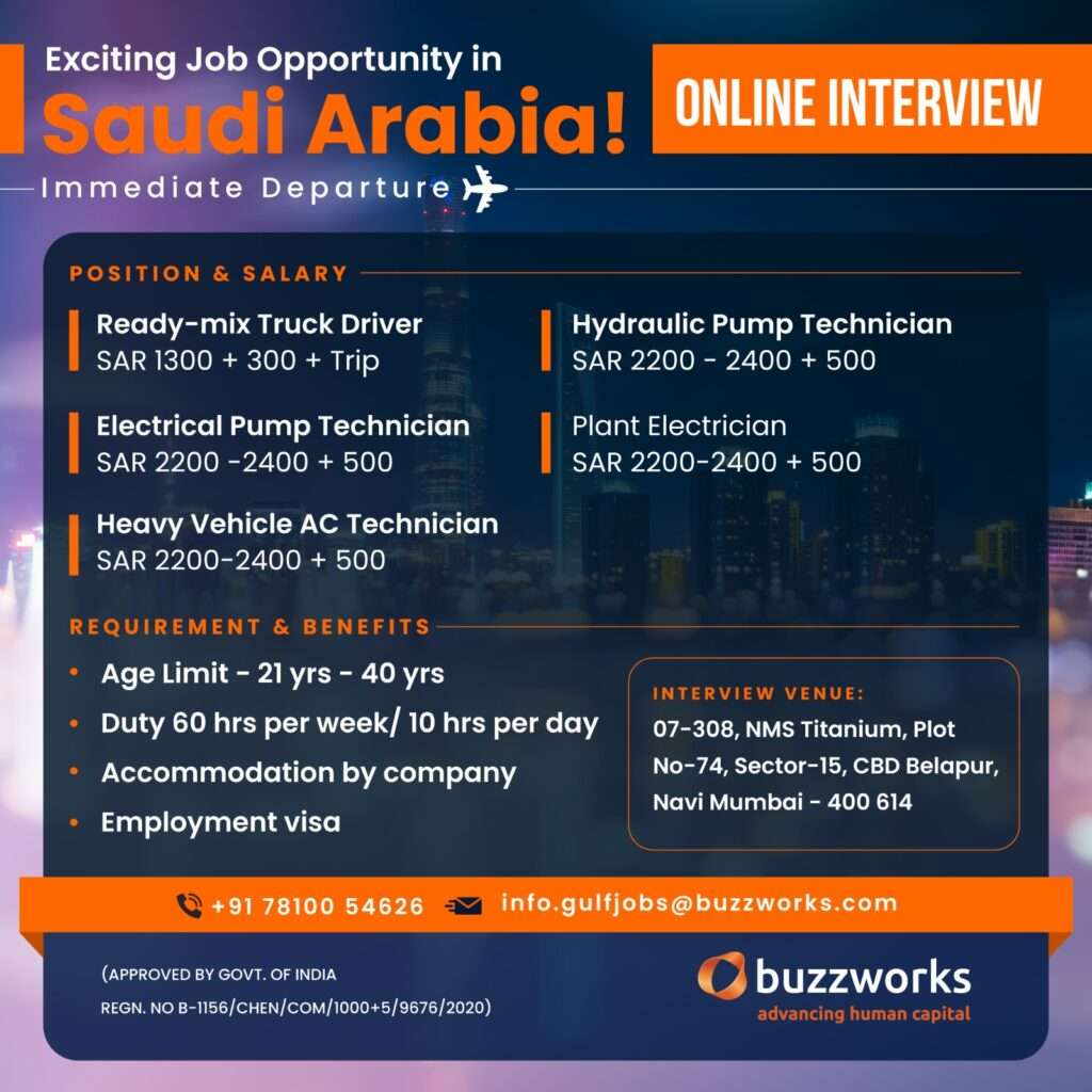 EXCITING JOBS OPPORTUNITY IN SAUDI ARABIA-ABROAD JOBS-GULF JOBS-GULF WALKIN