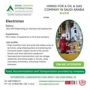 HIRING FOR ELECTRICIAN JOB IN SAUDI ARABIA-abroad jobs-gulf jobs-gulf walkin