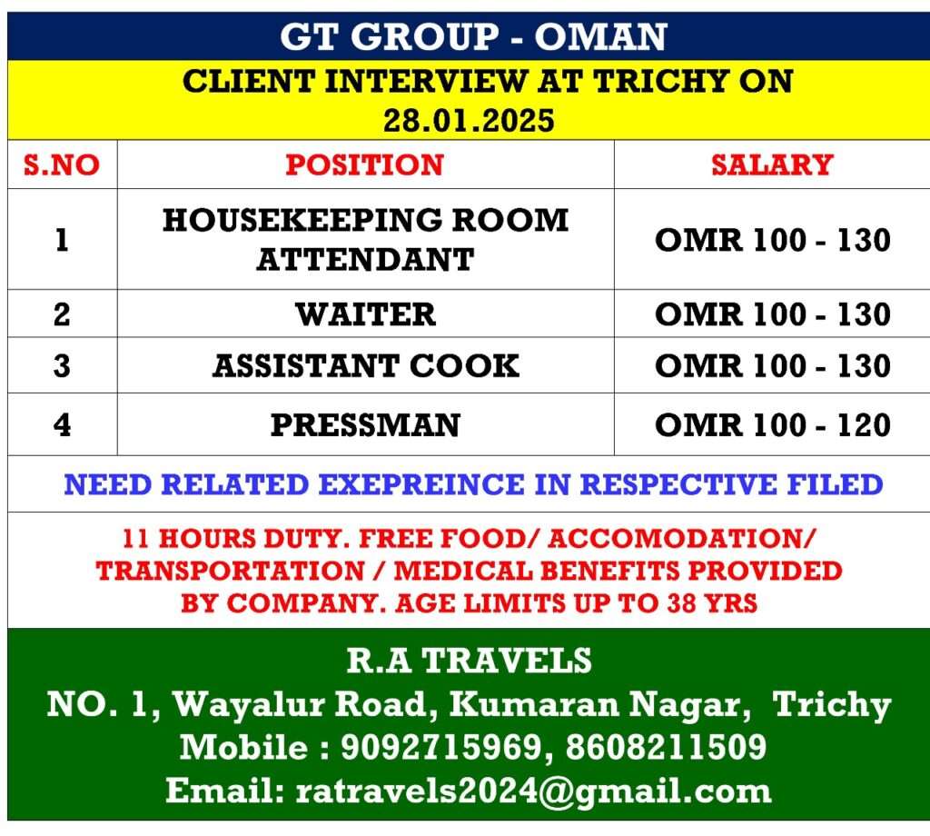 HIRING FOR GT GROUP WORLD JOB IN OMAN-abroad jobs-gulf obs-gulf walkin