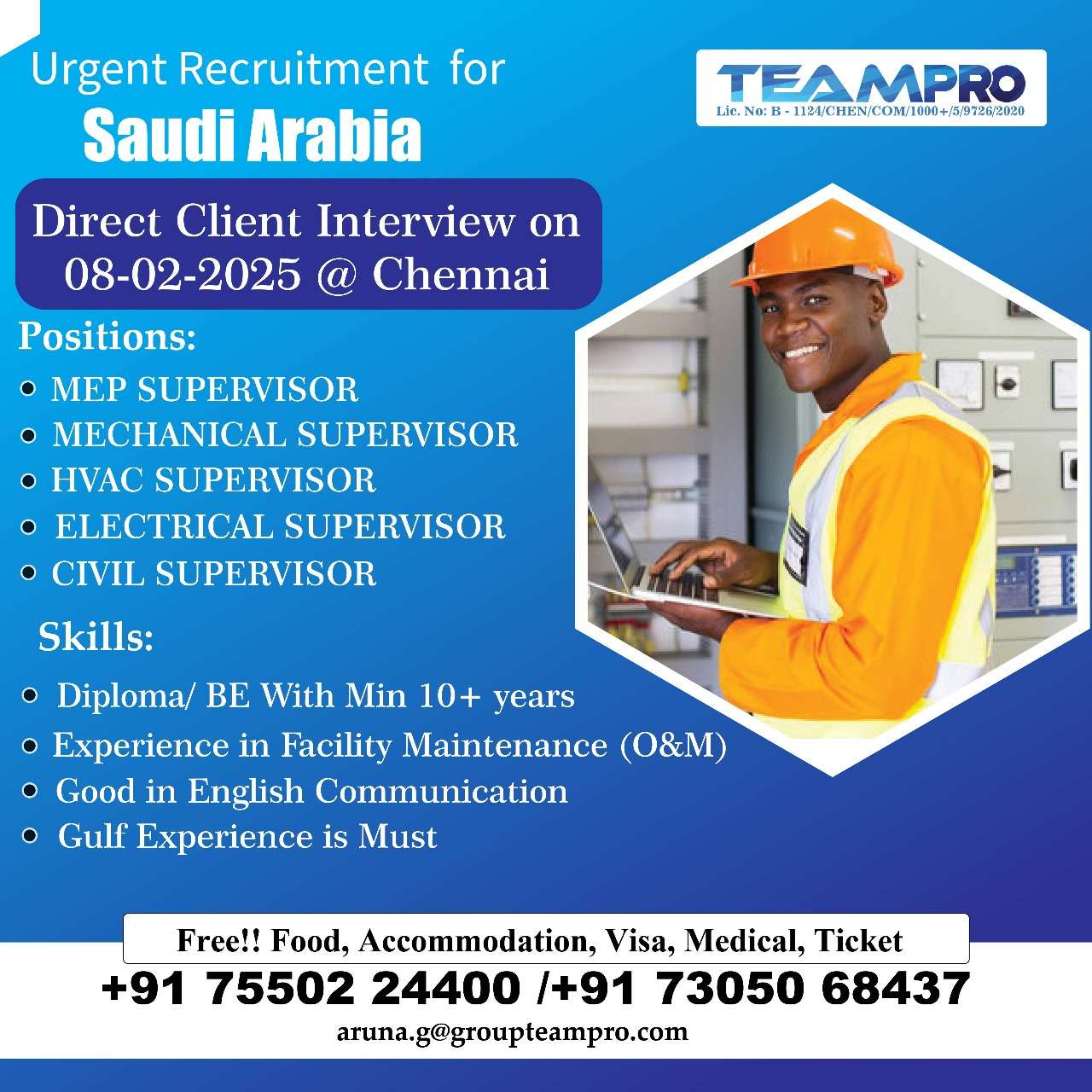 HIRING SAUDI ARABIA JOBS INTERVIEW IN CHENNAI