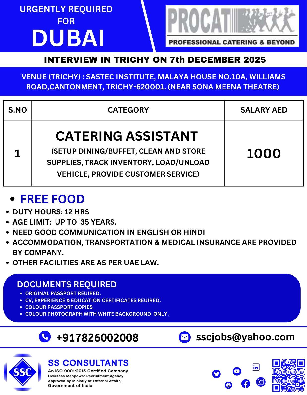 URGENTLY REQUIRED FOR RECENT JOBS IN DUBAI