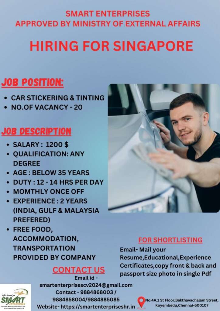 HIRING FOR ABROAD JOB IN SINGAPORE-abroad jobs-gulf jobs-gulf wlakin