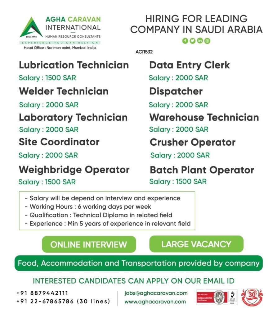 HIRING FOR ABROAD WALKIN JOB IN SAUDI ARABIA-abroad jobs-gulf jobs-gulf walkin