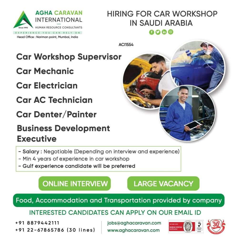 HIRING FOR CAR WORKSHOP IN SAUDI ARABIA-abroad jobs-gulf jobs-gulf wlakin