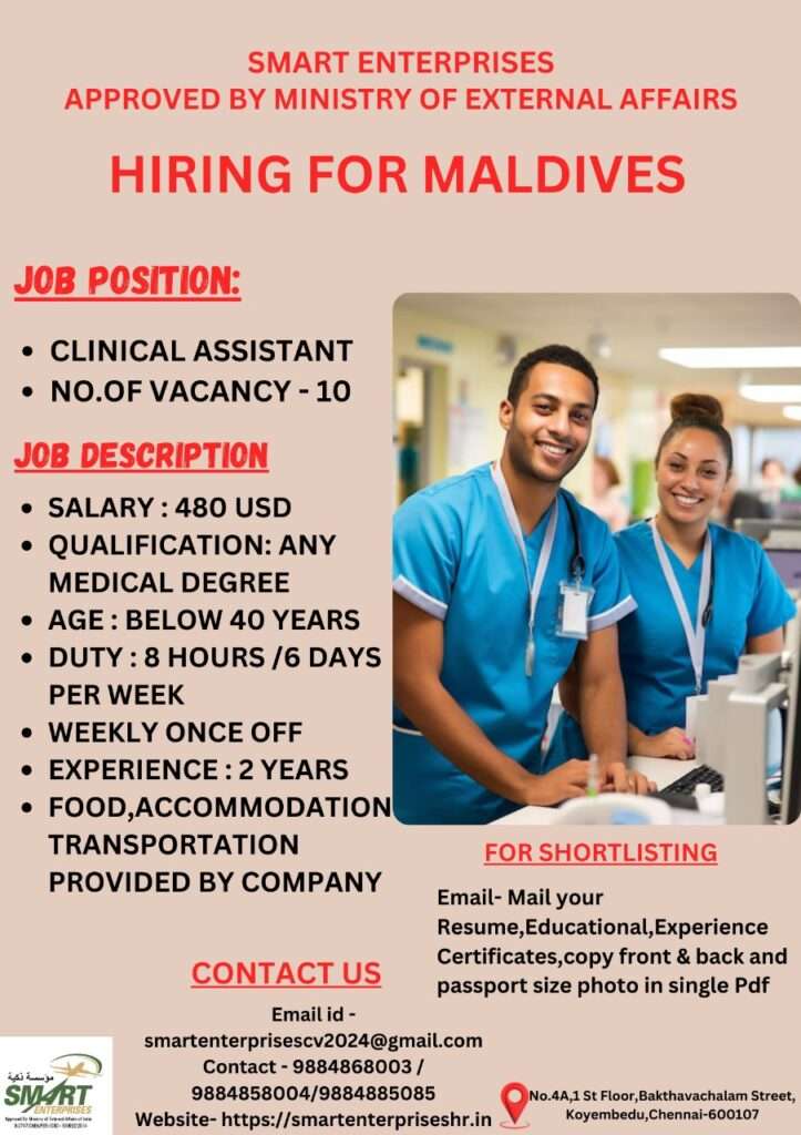 HIRING FOR CLINICAL ASSISTANT JOBS IN MALDIVES-abroad jobs-gulf jobs-gulf walkin