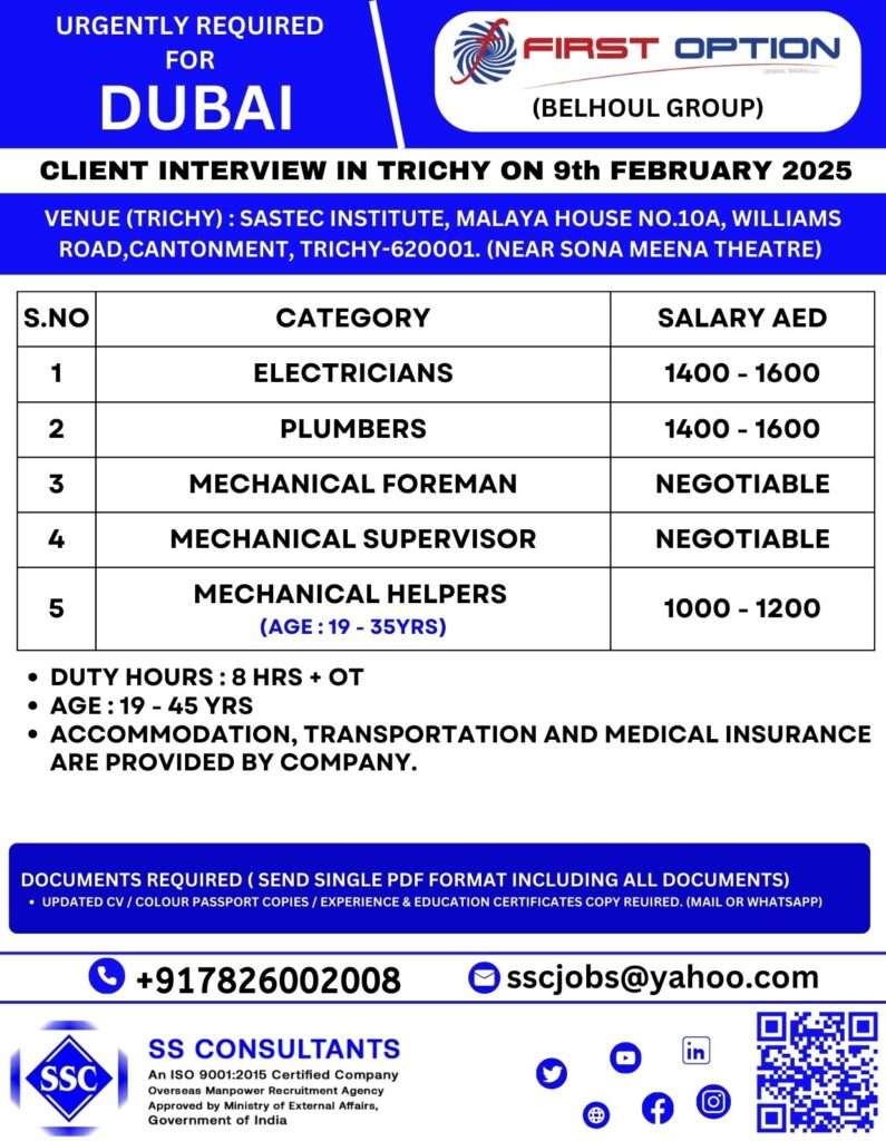 HIRING FOR DUBAI JOBS VACANCY-abroadjobs-gulf jobs-gulf walkin