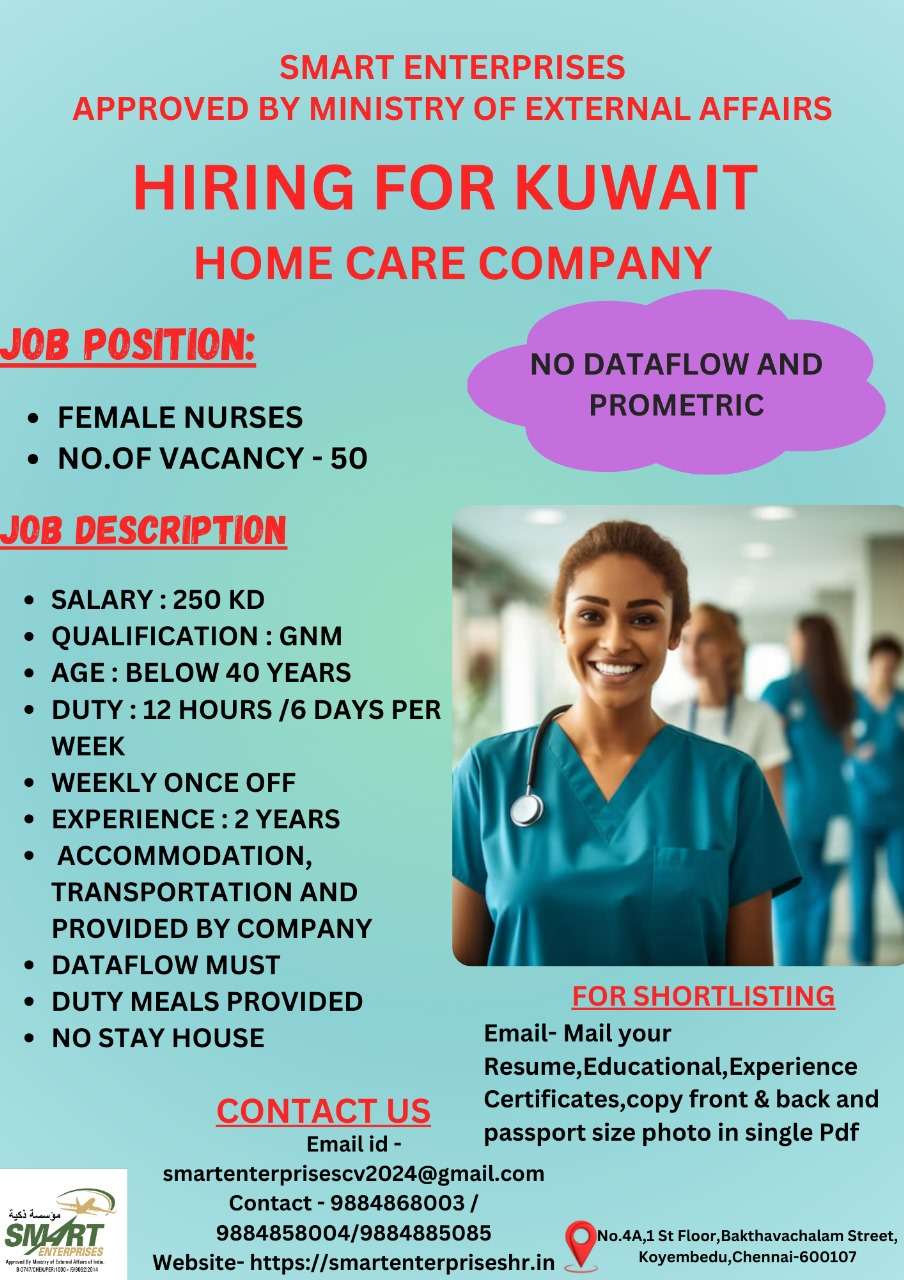 HIRING FOR FEMALE NURSE ABROAD JOBS IN KUWAIT