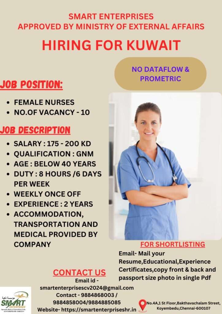 HIRING FOR FEMALE NURSES JOB IN KUWAIT-abroad jobs-gulf jobs-gulf walkin