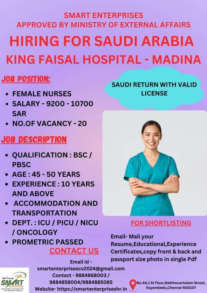 HIRING FOR FEMALE NURSES JOB IN SAUDI ARABIA-€abroad jobs-gulf jobs-gulf wlakin