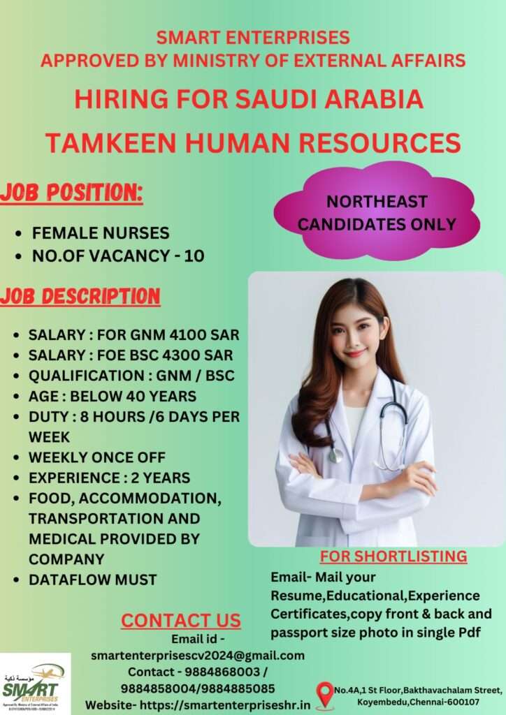 HIRING FOR FEMALE NURSES JOB IN SAUDI ARABIA-abroad jobs-gulf jobs-gulf wlakin