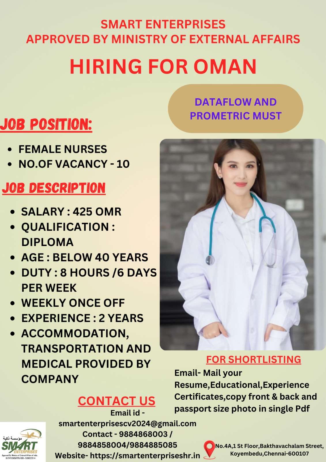 HIRING FOR FEMALE NURSES JOBS IN OMAN