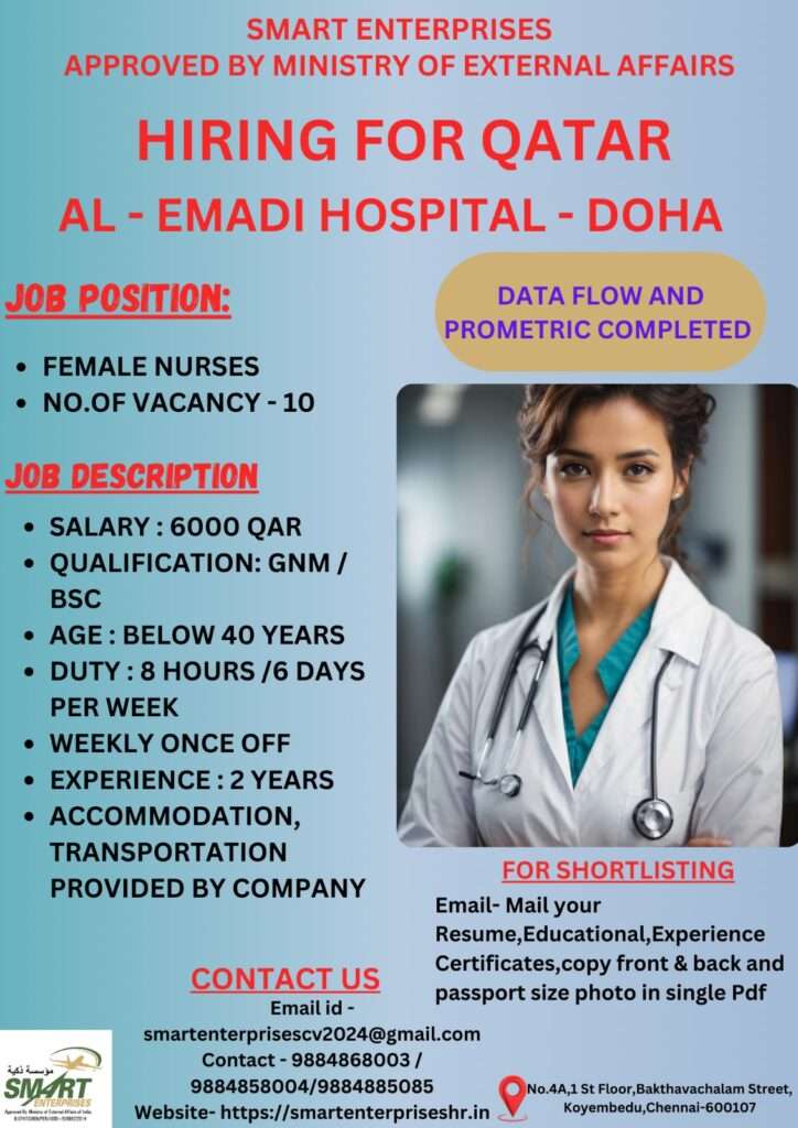 HIRING FOR FEMALE NURSES JOBS IN QATAR-abroad jobs-gulf jobs-gulf walkin