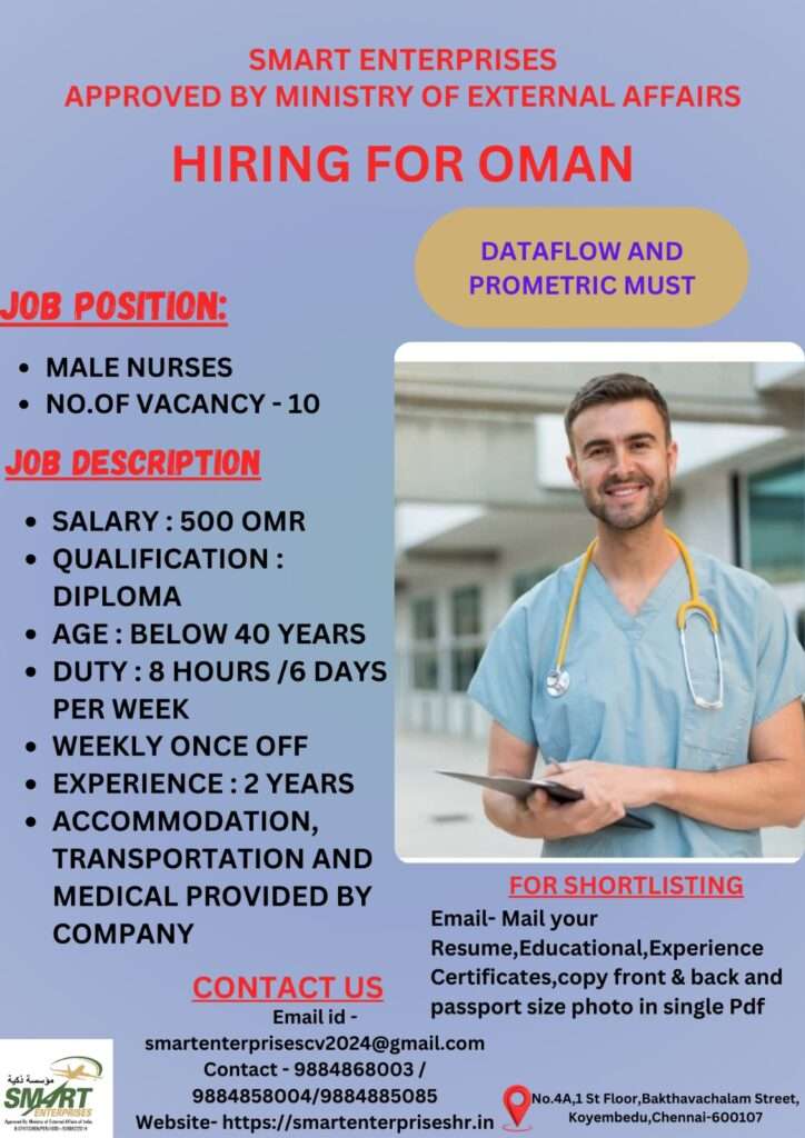 HIRING FOR MALE NURSES JOB IN OMAN-abroad jobs-gulf jobs-gulf walkin