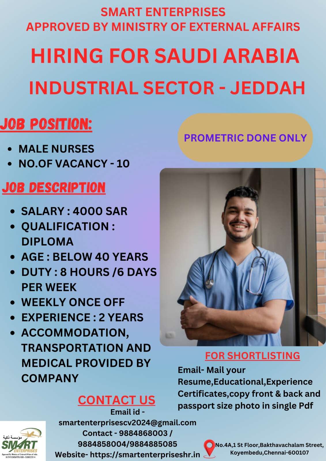 HIRING FOR MALE NURSES JOB IN SAUDI ARABIA