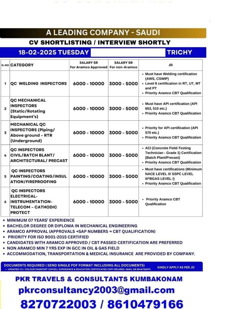 HIRING FOR MECHANICAL JOB IN SAUDI-abroad jobs-gulf jobs-gulf wlakin