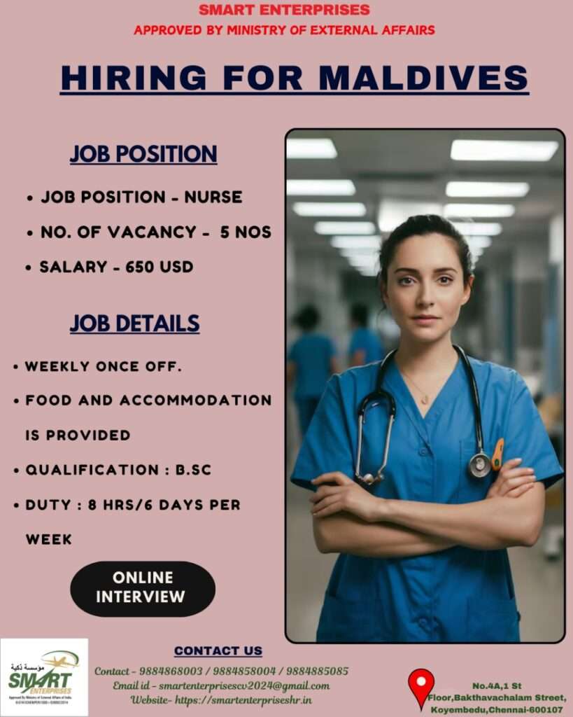 HIRING FOR NURSE JOBS IN MALDIVES-abroad jobs-gulf jobs-gulf walkin