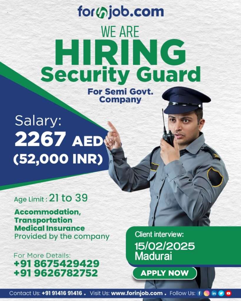 HIRING FOR SECURITY GUARD JOB IN UAE-abroad jobs-gulf jobs-gulf walkin