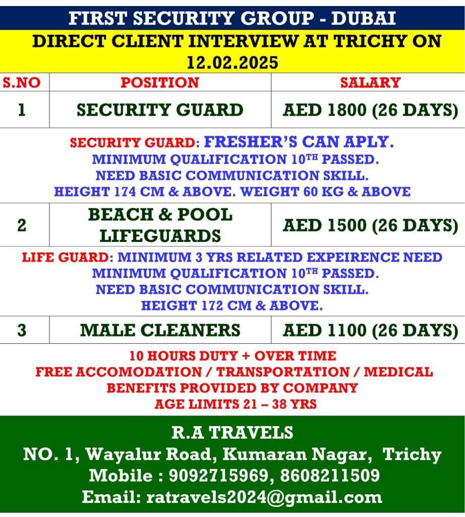 HIRING FOR SECURITY JOB IN DUBAI-abroad jobs-gulf jobs-gulf walkin