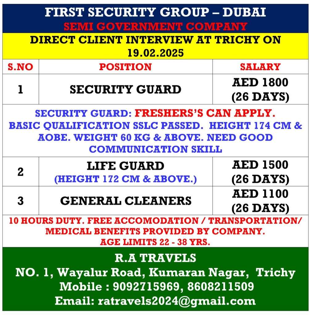 HIRING FOR SECURITY JOB IN DUBAI-abroad jobs-gulf jobs-gulf wlakin