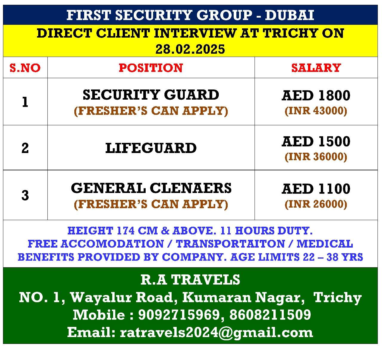 HIRING FOR SECURITY JOB IN DUBAI