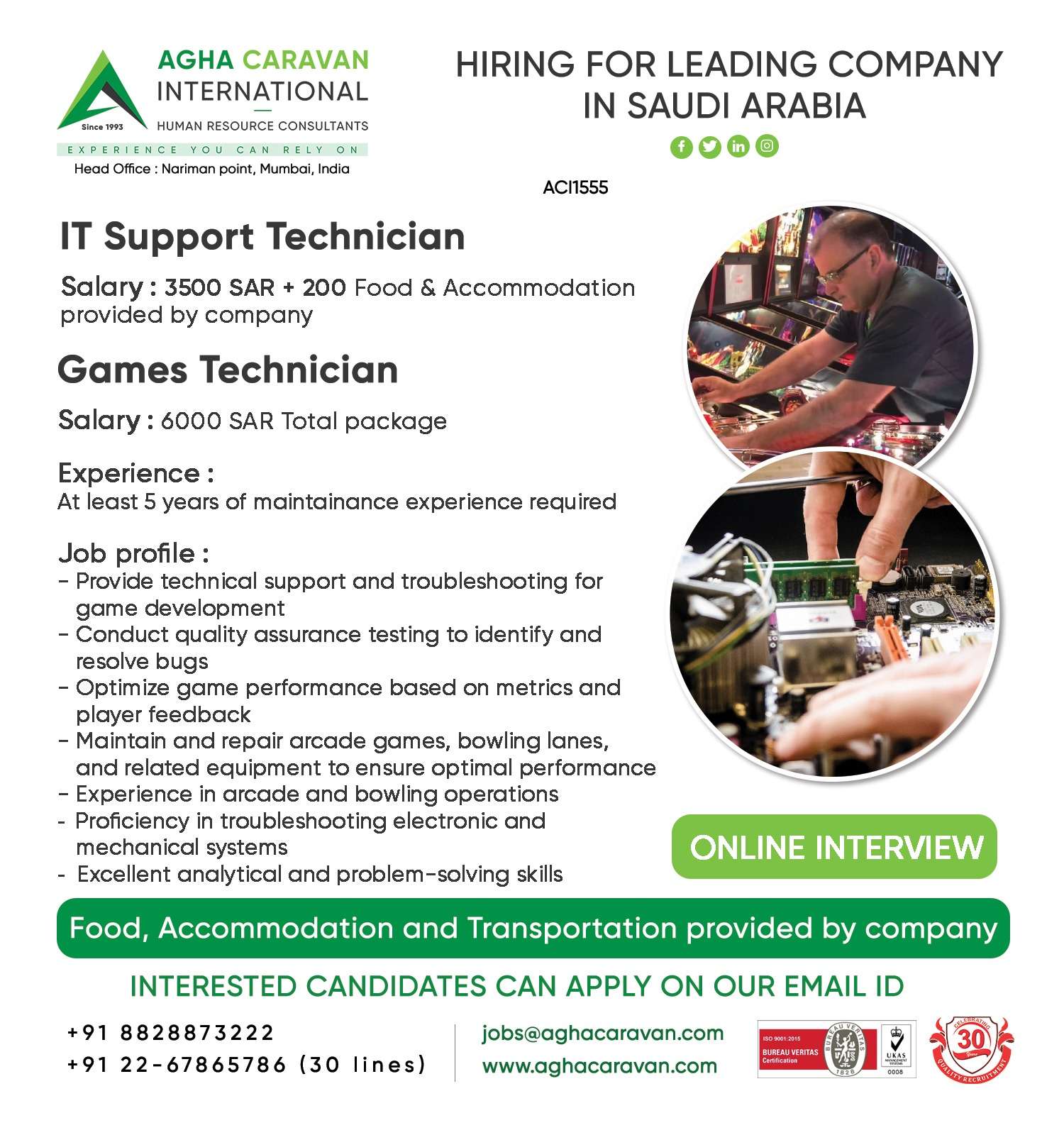 HIRING FOR TECHNICIAN JOB IN SAUDI ARABIA