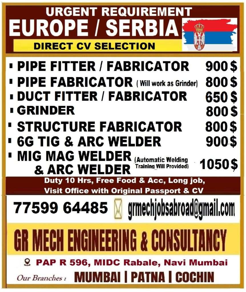 URGENT REQUIREMENT JOB IN EUROPE SERBIA-abroad jobs-gulf jobs-gulf walkin