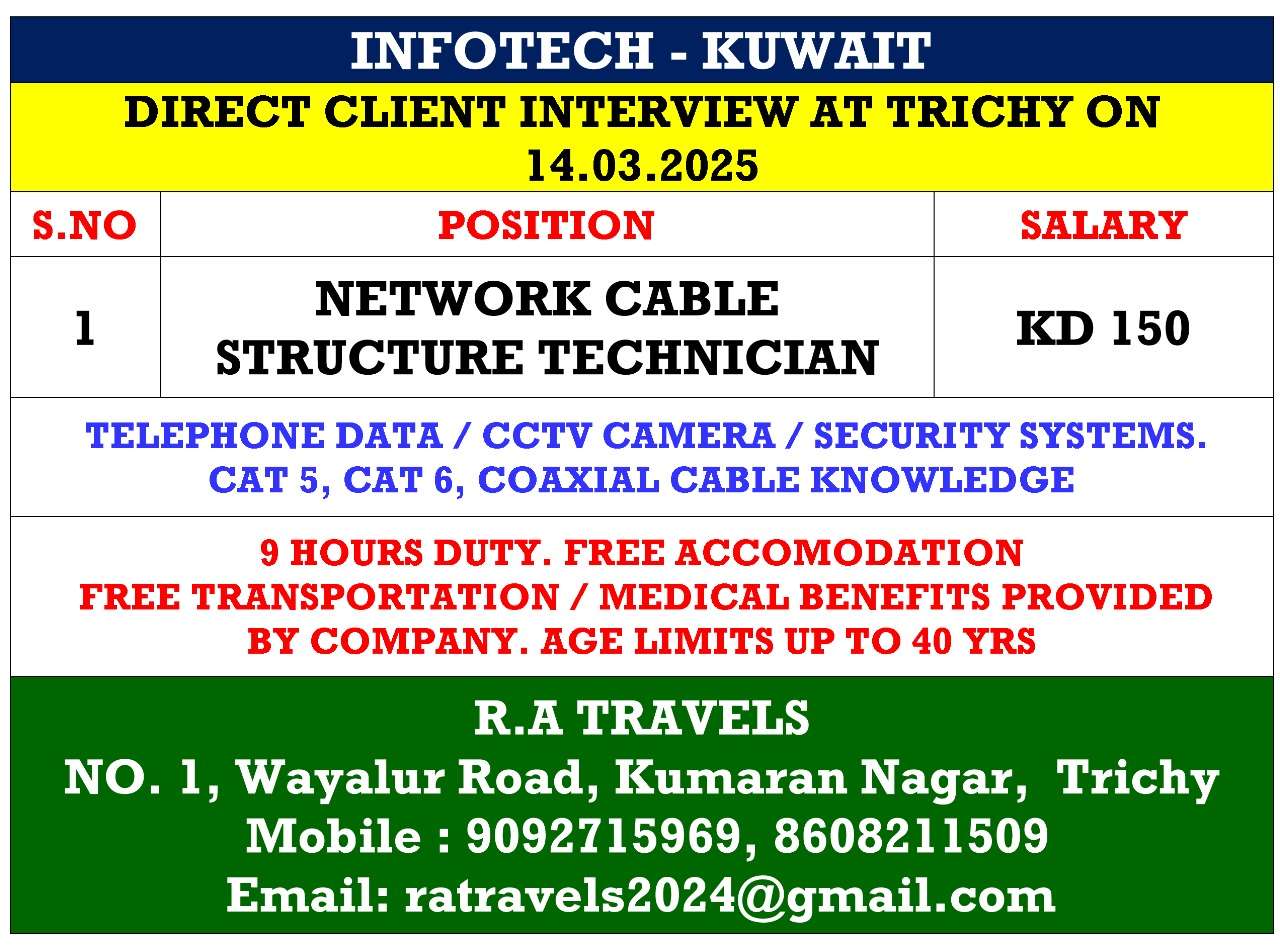 HIRING FOR ABROAD JOB IN KUWAIT