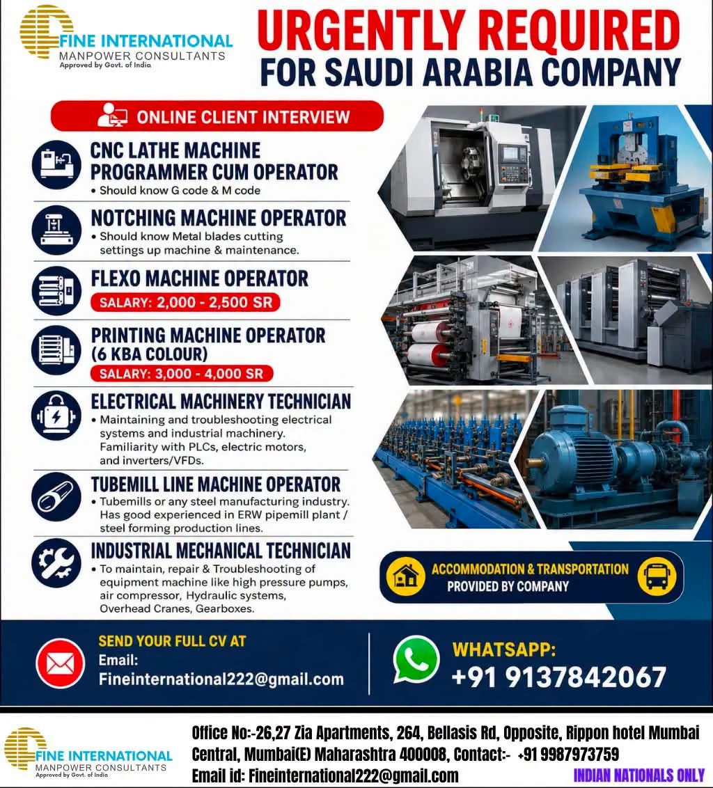 URGENT HIRING FOR SAUDI ARABIA COMPANY ONLINE CLIENT INTERVIEW